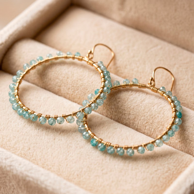 Gold-plated blue topaz beaded dangle earrings, 'Ice Cycle' - Birthstone Blue Topaz Dangle Earrings with 18k Gold Plating