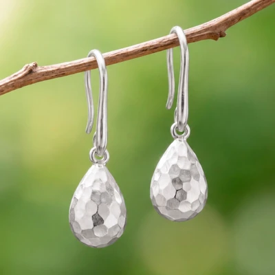 Sterling silver dangle earrings, 'Symmetry Drops' - Avant-Garde Sterling Silver Drop-Shaped Dangle Earrings