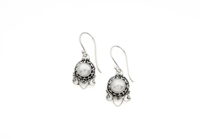 Cultured pearl dangle earrings, 'Pure Devotion' - Bridal Wedding-Style Cultured Pearl Silver Dangle Earrings