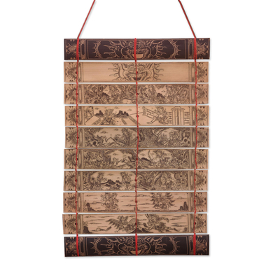 'Great Epic of the Ramayana II,' wall hanging - Handcrafted Palm Leaf Wall Hanging