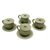 Ceramic cups and saucers, 'Dragonfly Myths' (set for 4) - Green Handmade Cups & Saucers (Set of 4)