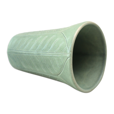 Jarrón de ceramica - Jarrón de cerámica verde hecho a mano