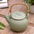 Ceramic teapot, 'Landing' - Green Ceramic Teapot Handmade in Indonesia (image 2) thumbail