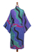 Women's batik robe, 'Turquoise Ocean' (long) - Women's Batik Patterned Robe (image 2e) thumbail