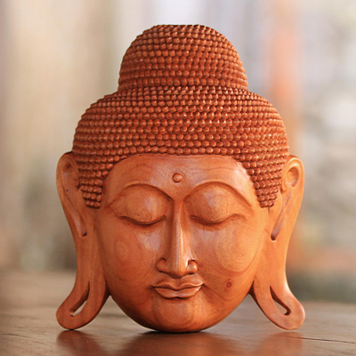 Mahogany wood mask, Beatific Buddha