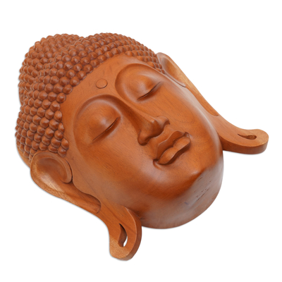 Máscara de madera de caoba - Máscara de Buda de madera de caoba