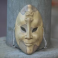 Holzmaske, „Komödie und Tragödie“ – handgeschnitzte Holzmaske