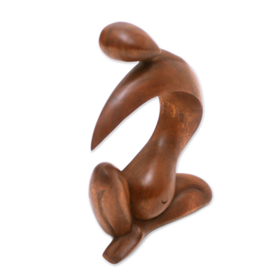 Wood statuette, 'Pregnant Grace' - Wood statuette