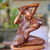 Wood statuette, 'Graceful Dancer' - Female Nude Sculpture