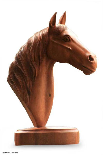 Suar Wood Sculpture - Horse Pride | NOVICA