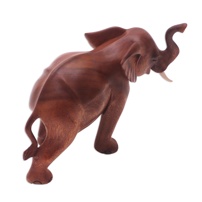 Wood sculpture, 'Elephant Trot' - Wood Sculpture Carved in Indonesia