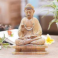 Empfohlene Rezension für die Holzstatuette „Buddha Blessing“.