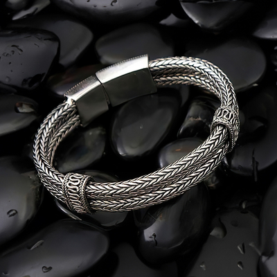 Sterling silver braided bracelet, 'Rivers of Life' - Sterling Silver Braided Bracelet