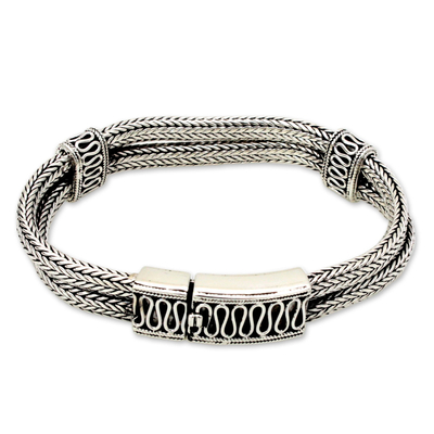 Sterling silver braided bracelet, 'Rivers of Life' - Sterling Silver Braided Bracelet