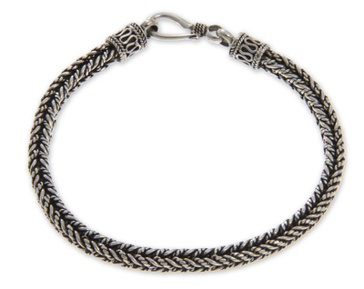 Bracelet, 'Herringbone' - Sterling Silver Link Bracelet