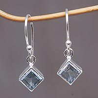 Topaz earrings, 'Heaven's Window' - Blue Topaz Sterling Silver Dangle Earrings