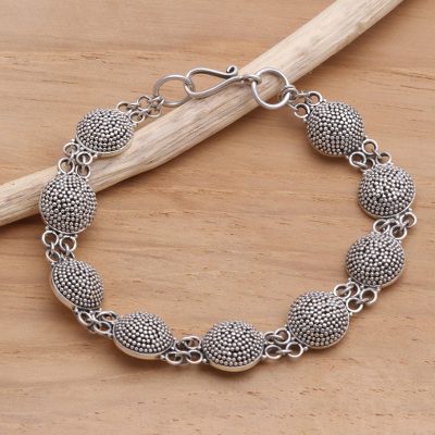 Sterling silver link bracelet, 'Buttons' - Sterling silver link bracelet