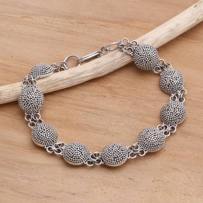 Sterling silver link bracelet, 'Buttons' - Sterling silver link bracelet