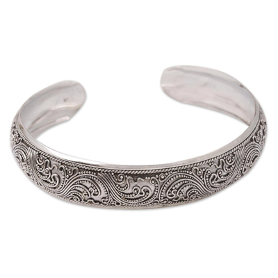 Sterling silver cuff bracelet, 'Enchanted Ivy' - Sterling Silver Cuff Bracelet