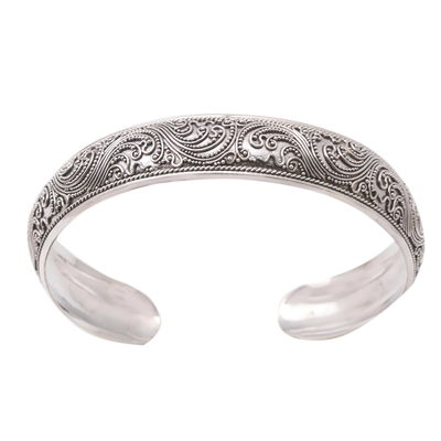 Sterling silver cuff bracelet, 'Enchanted Ivy' - Sterling Silver Cuff Bracelet