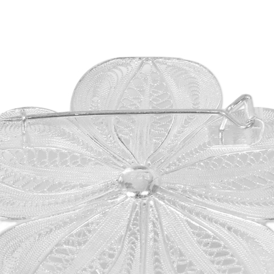 Broche de plata de ley - Broche filigrana floral en plata de primera ley