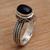 Onyx solitaire ring, 'Snail Mail' - Handcrafted Sterling Silver and Onyx Ring (image 2) thumbail