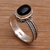 Onyx solitaire ring, 'Snail Mail' - Handcrafted Sterling Silver and Onyx Ring (image 2b) thumbail