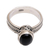 Onyx solitaire ring, 'Snail Mail' - Handcrafted Sterling Silver and Onyx Ring
