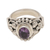 Amethyst solitaire ring, 'Bird Song' - Unique Indonesian Sterling Silver and Amethyst Ring thumbail