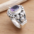 Amethyst solitaire ring, 'Bird Song' - Unique Indonesian Sterling Silver and Amethyst Ring (image 2c) thumbail