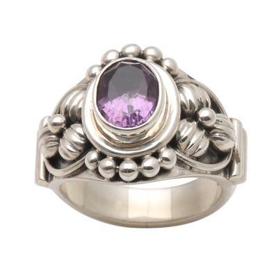 Unique Indonesian Sterling Silver and Amethyst Ring - Bird Song | NOVICA