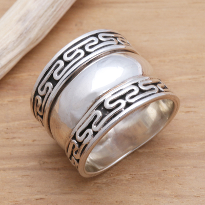 Sterling silver band ring, 'Empire' - Sterling silver band ring