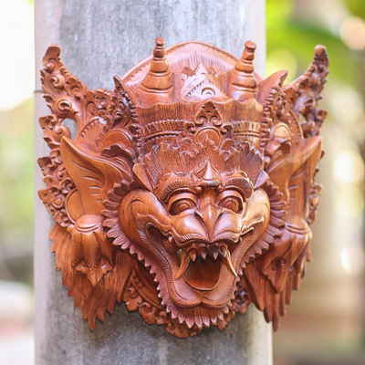 Máscara de madera - Máscara de deidad de mono hanuman de madera cultural balinesa 