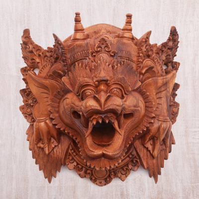 Wood mask, 'Heroic Monkey' - Balinese Cultural Wood Hanuman Monkey Deity Mask 