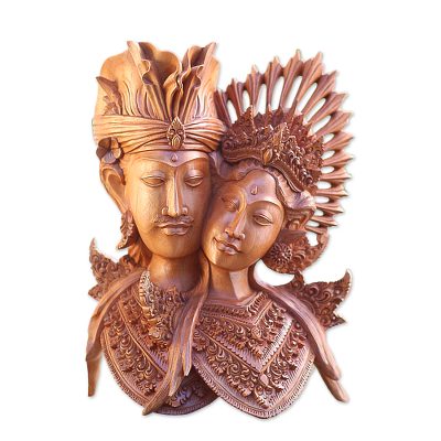 Wood statuette, 'To the Bride and Groom' - Wood statuette
