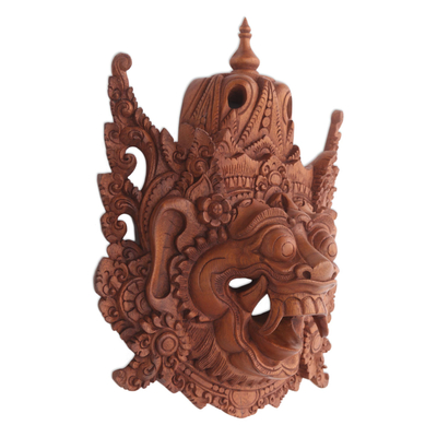 Wood mask, 'Evil Kumbakarna' - Wood Mask Depicting Kumbakarna from the Ramayana Epic