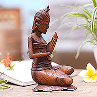 Wood statuette, 'Devoted in Prayer'