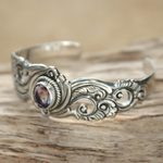 Amethyst cuff bracelet, 'Regal Ivy' - Amethyst and Sterling Silver Cuff Bracelet