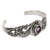 Amethyst cuff bracelet, 'Regal Ivy' - Amethyst on Floral Theme Sterling Silver Cuff Bracelet (image 2e) thumbail