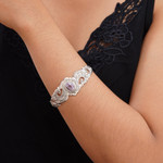 Amethyst cuff bracelet, 'Regal Ivy' - Amethyst and Sterling Silver Cuff Bracelet