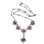 Sterling silver and garnet Y Necklace, 'Stellar Sextet' - Sterling Silver Garnet Y Necklace