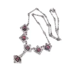 Sterling silver and garnet Y Necklace, 'Stellar Sextet' - Sterling Silver Garnet Y Necklace