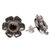 Garnet earrings, 'Red-Eyed Rose' - Garnet Sterling Silver Floral Button Earrings (image 2b) thumbail