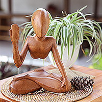 Wood statuette, Meditating Man
