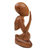 Wood statuette, 'Meditating Man' - Suar Wood Sculpture