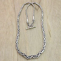 Sterling silver chain necklace, 'Memoirs'