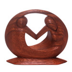 Wood sculpture, 'World Peace' - Hand Carved Suar Wood Sculpture