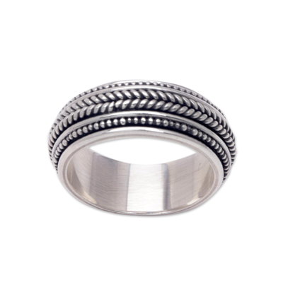 Sterling silver band ring, 'Chic and Groovy' - Sterling Silver Band Ring from Indonesia