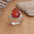 Carnelian solitaire ring, 'Dragon Eye' - Handmade Sterling Silver and Carnelian Ring (image 2) thumbail