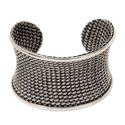 Sterling silver cuff bracelet, 'Dream Weaver' - Dreamy Sterling Silver Cuff Bracelet Fair Trade Jewelry